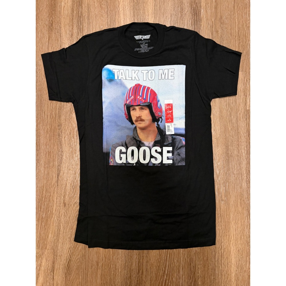 Top Gun Talk To Me Goose Graphic T-Shirt Mens Small Black Movie Tee NWT